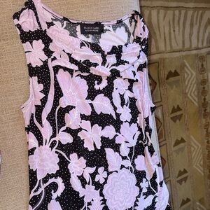 Black Label Sleeveless Top - Light Purple Floral on Black